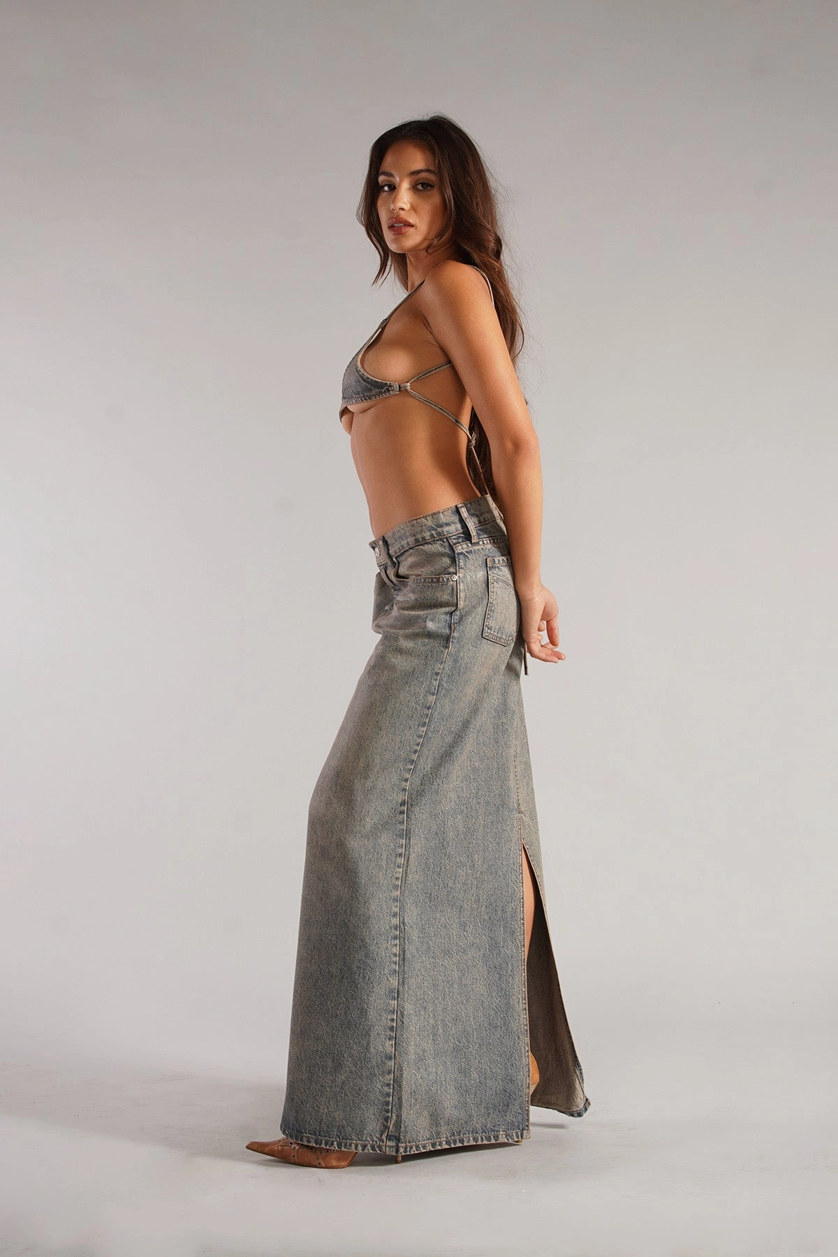 Collaboration Piece Dust Proof Fabric THE GLOW SKIRT / LIQUID BLUE