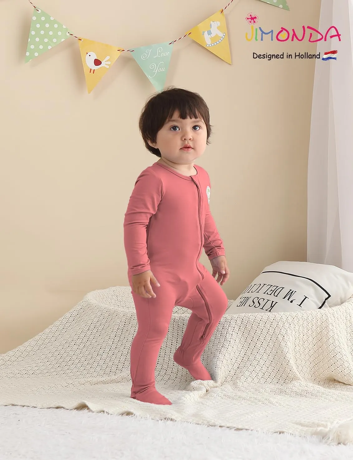 Jimonda Baby Romper Boys Girls Bamboo Pajamas 2-Way Zipper Footed Unisex Zip-Up Sleepers Sleep and Play pjs