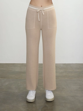 MidweightKnit Microfiber Blended Fabric JOAN WAFFLE PANTS