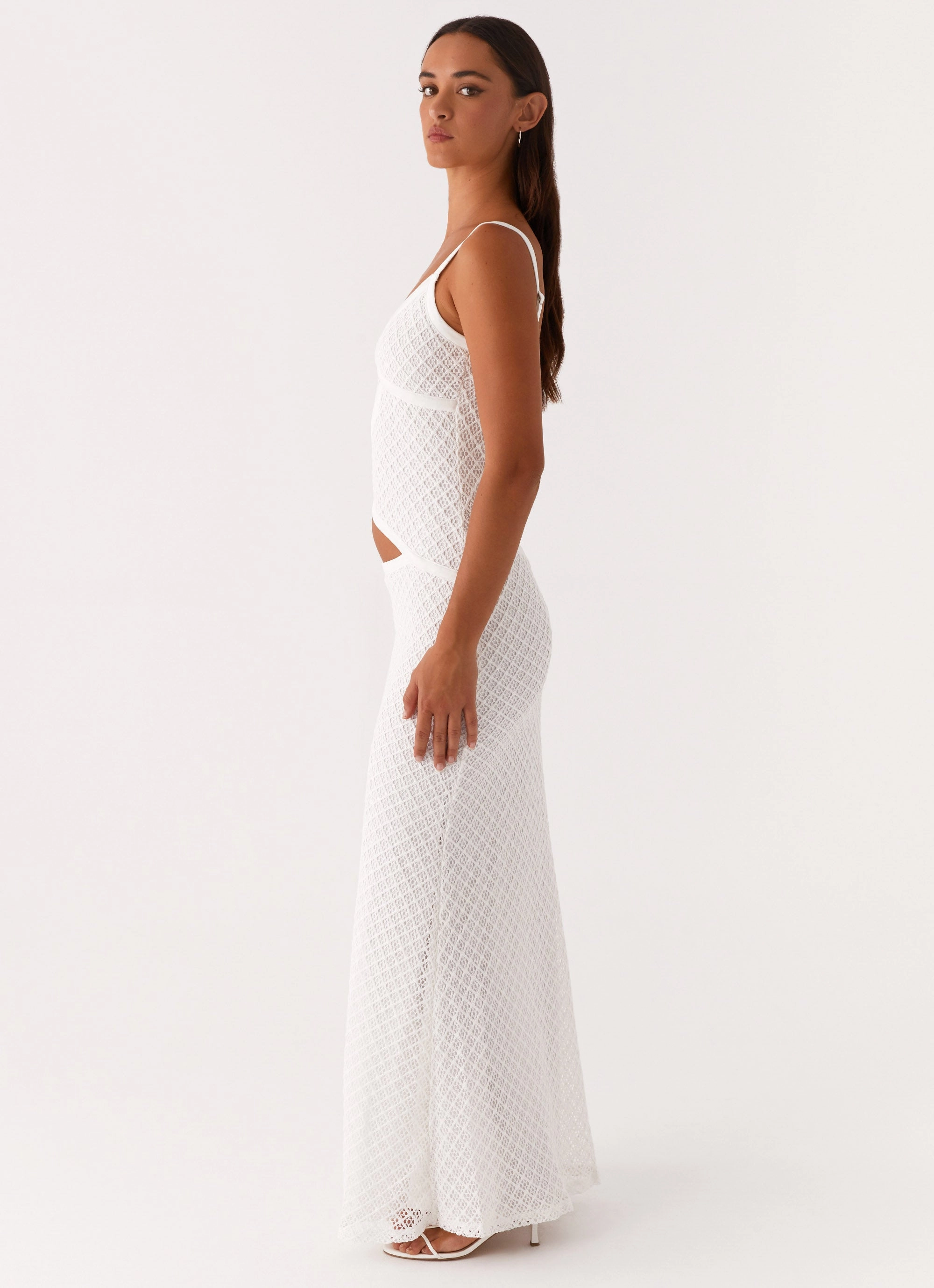 Cozy Comfort Elegant Finish Jocelyn Maxi Dress - White Crochet