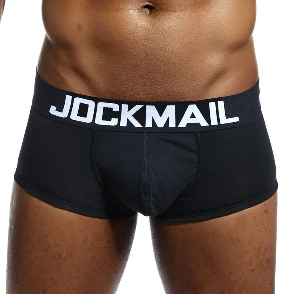 JOCKMAIL Brand Male Panties Breathable Boxers Cotton Men Underwear U Convex Pouch Sexy Underpants Printed Leaves Homewear Shorts