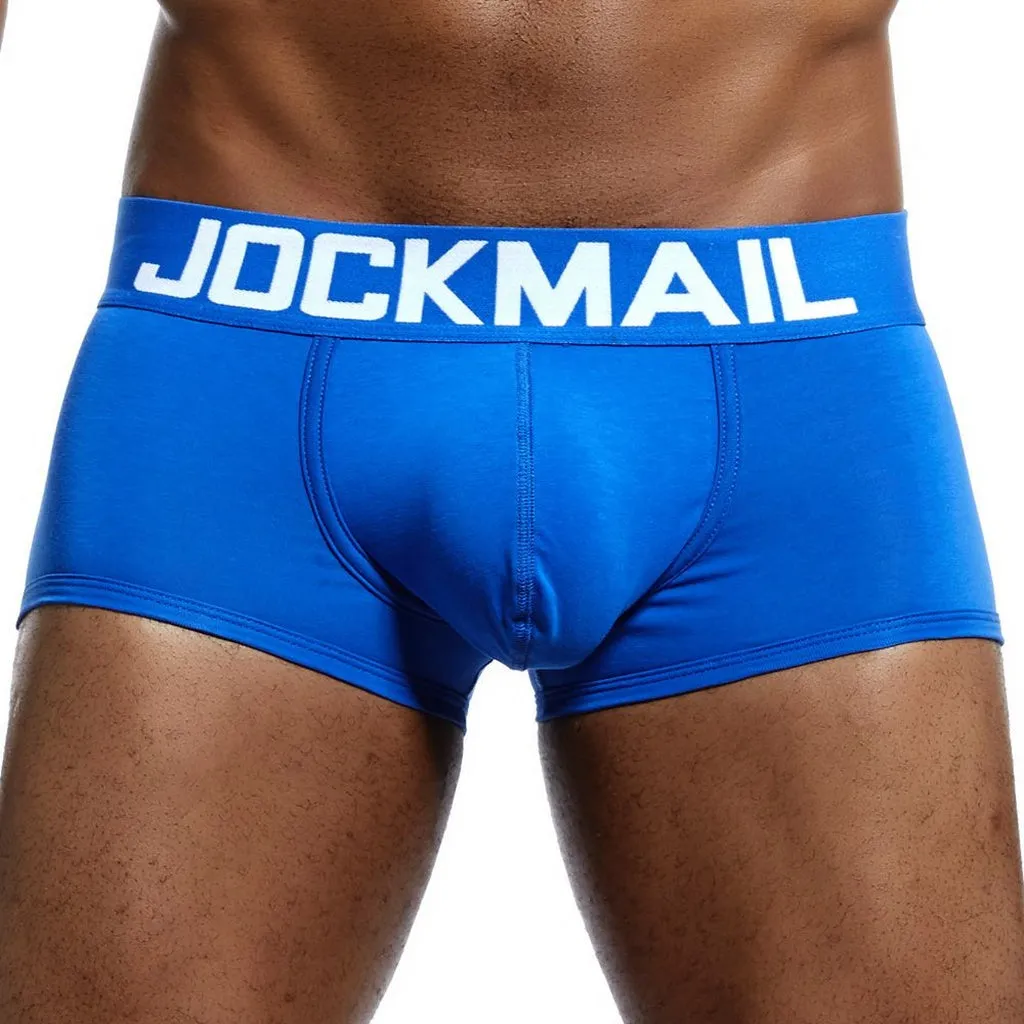 JOCKMAIL Brand Male Panties Breathable Boxers Cotton Men Underwear U Convex Pouch Sexy Underpants Printed Leaves Homewear Shorts