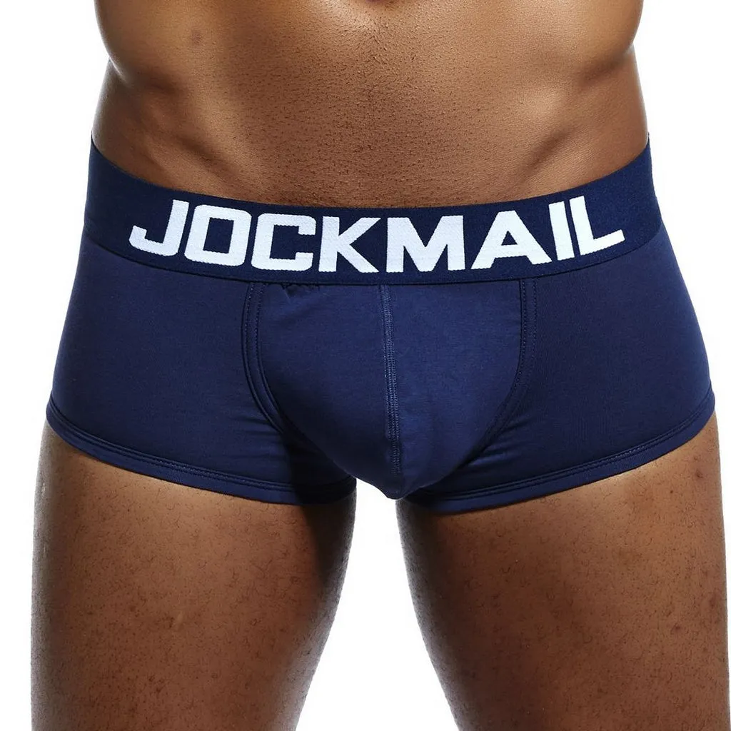 JOCKMAIL Brand Male Panties Breathable Boxers Cotton Men Underwear U Convex Pouch Sexy Underpants Printed Leaves Homewear Shorts