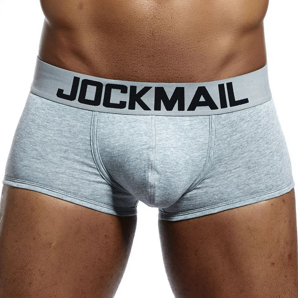 JOCKMAIL Brand Male Panties Breathable Boxers Cotton Men Underwear U Convex Pouch Sexy Underpants Printed Leaves Homewear Shorts