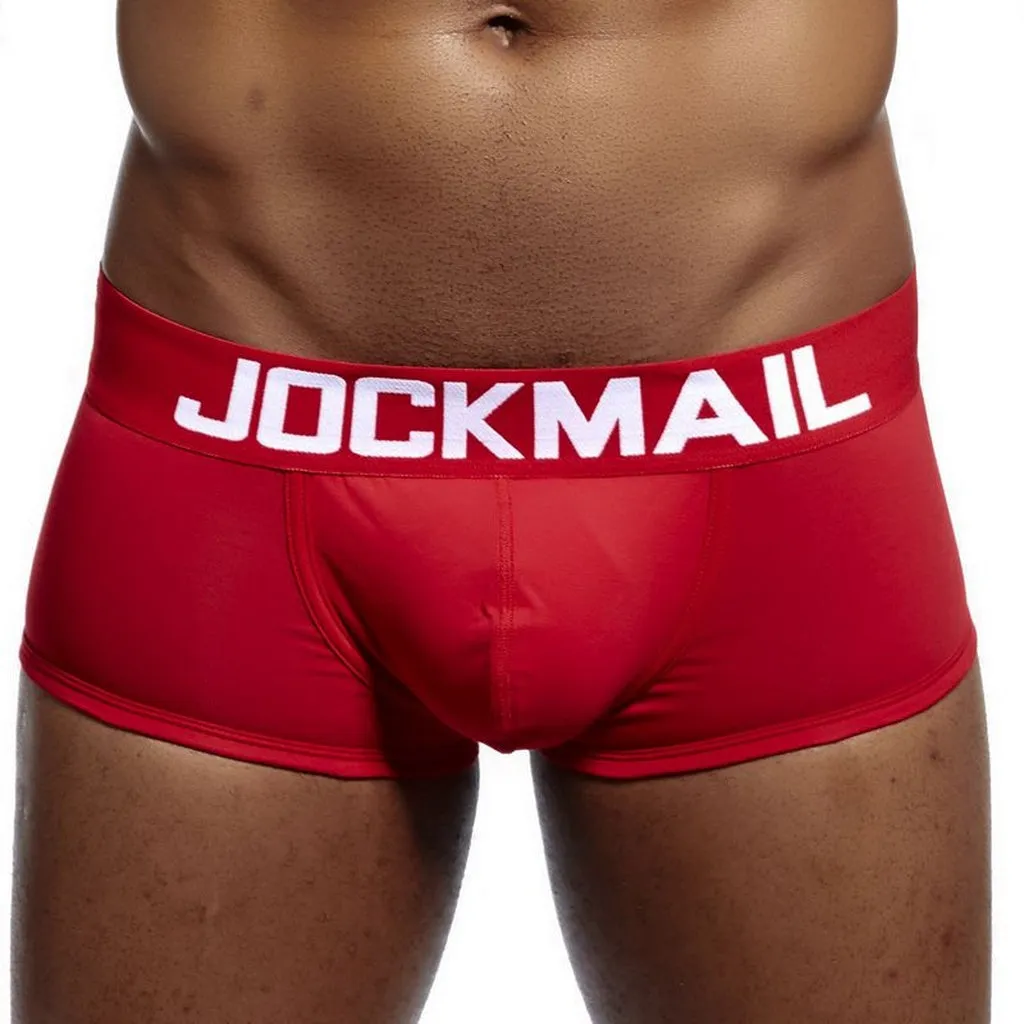 JOCKMAIL Brand Male Panties Breathable Boxers Cotton Men Underwear U Convex Pouch Sexy Underpants Printed Leaves Homewear Shorts