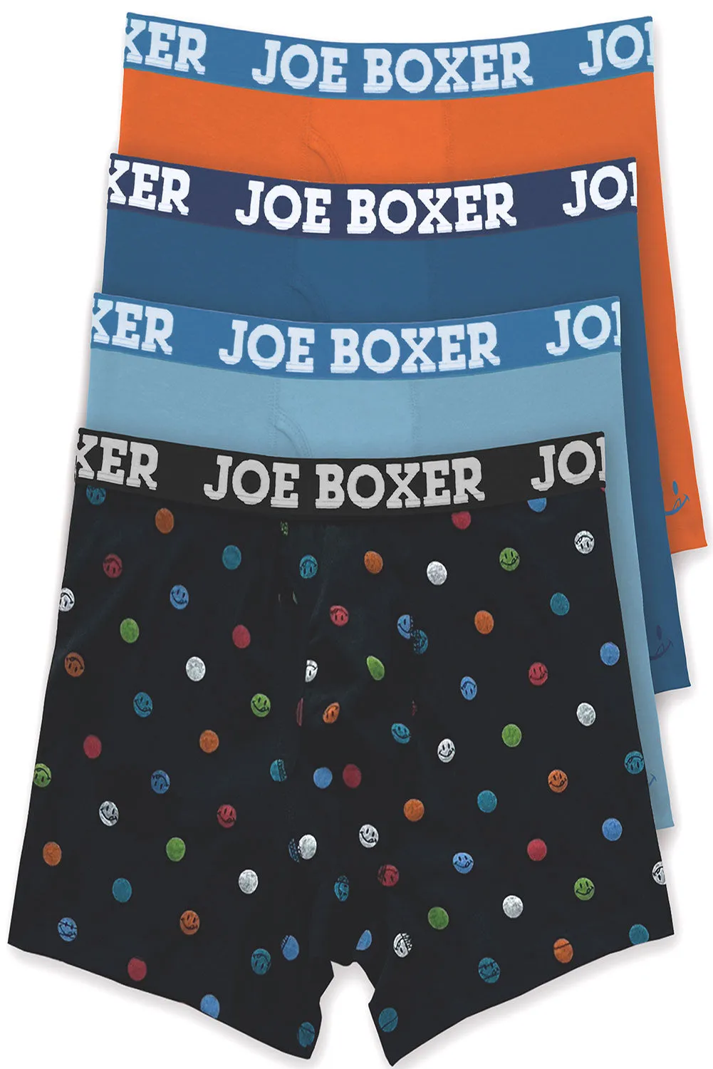 Joe Boxer Licky Dot Orange and Blue Cotton 4 Pack Boxer Briefs