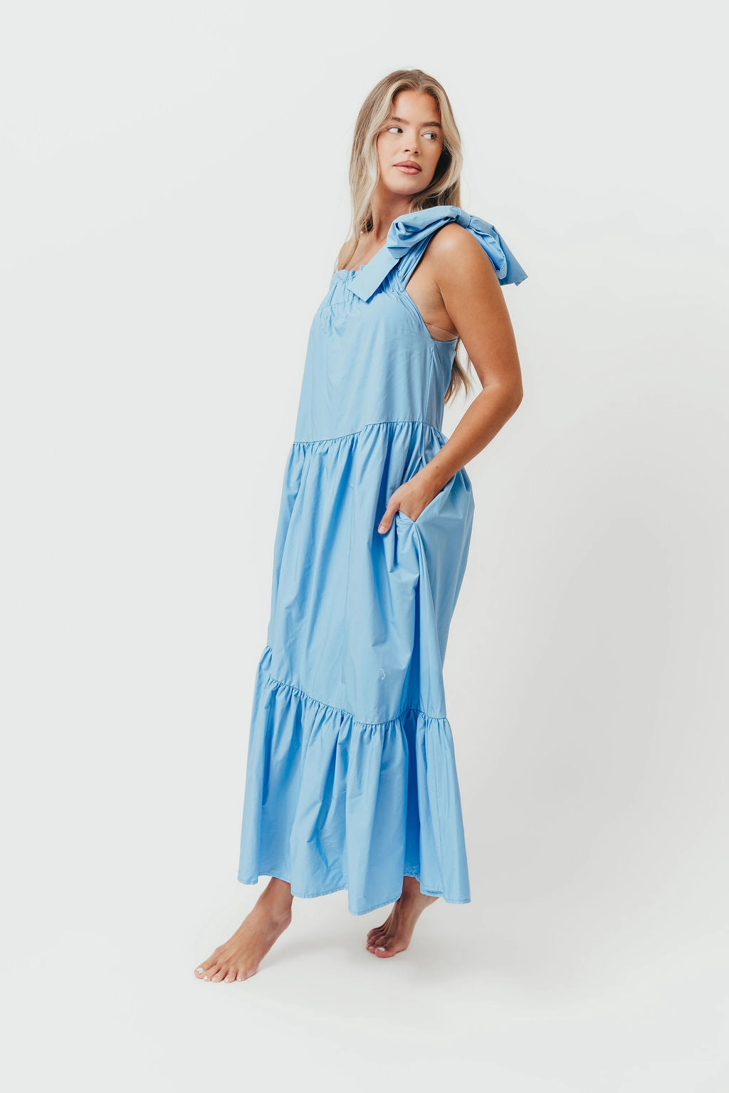 Jordan One-Shoulder Maxi Dress in Carolina Blue - Bump Friendly *Final-Sale* Neutral Aesthetic Vibrant Layer