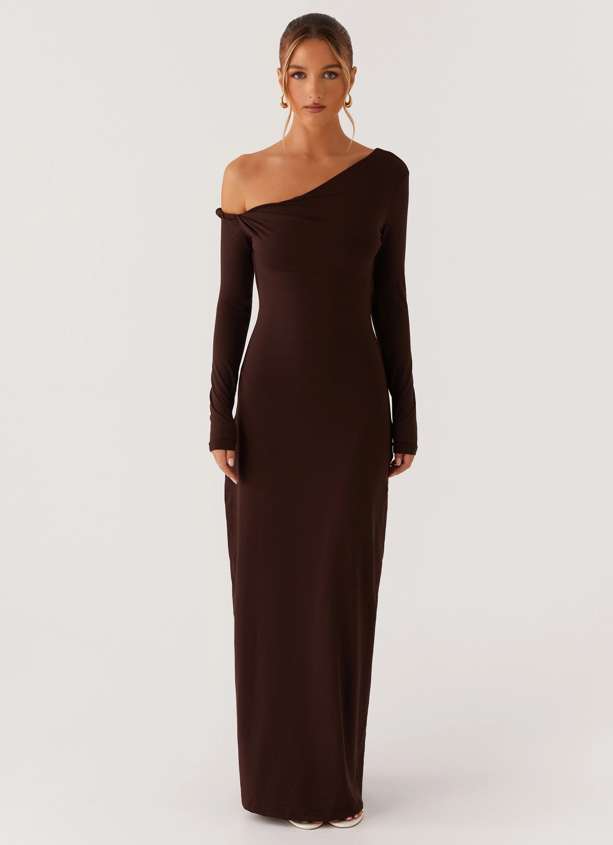 Jordana Twist Maxi Dress - Brown Inner lining Versatile Touch