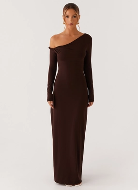 Jordana Twist Maxi Dress - Brown Inner lining Versatile Touch