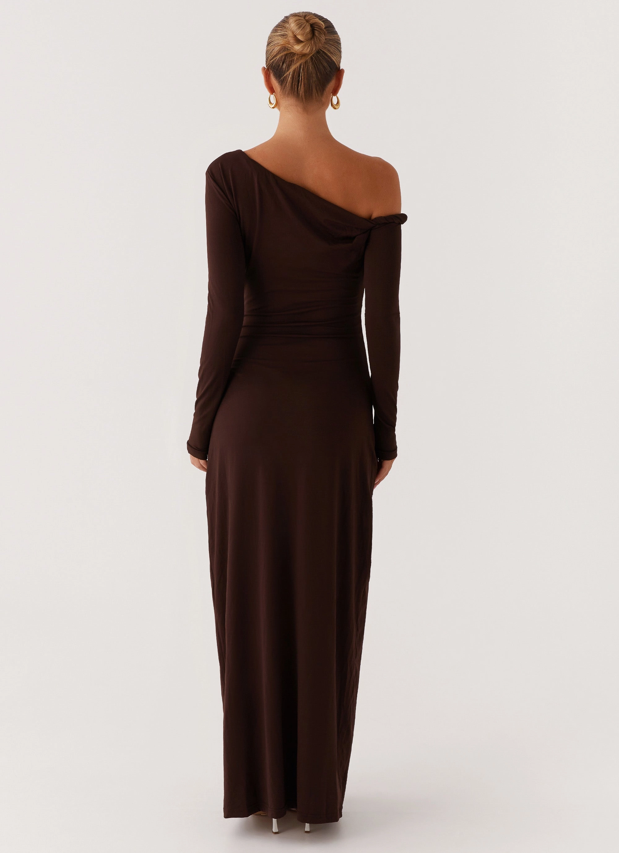 Jordana Twist Maxi Dress - Brown Comfortable Waist