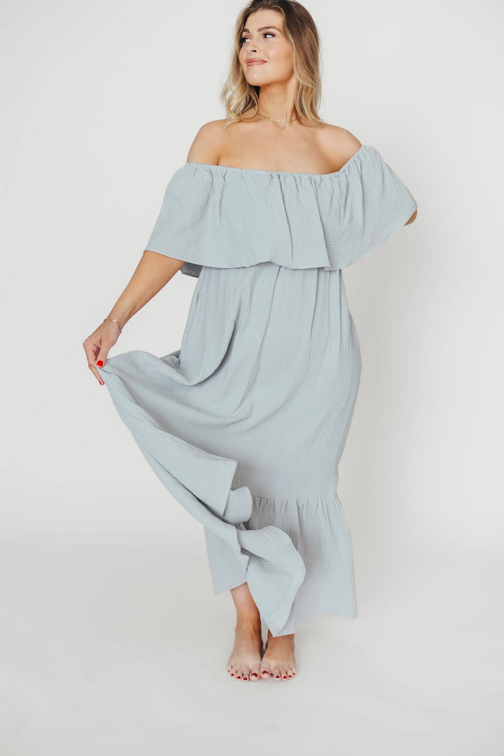 Smart Shape Easy Going Josie 100% Cotton Maxi Dress in Cloud - Bump & Nursing Friendly
