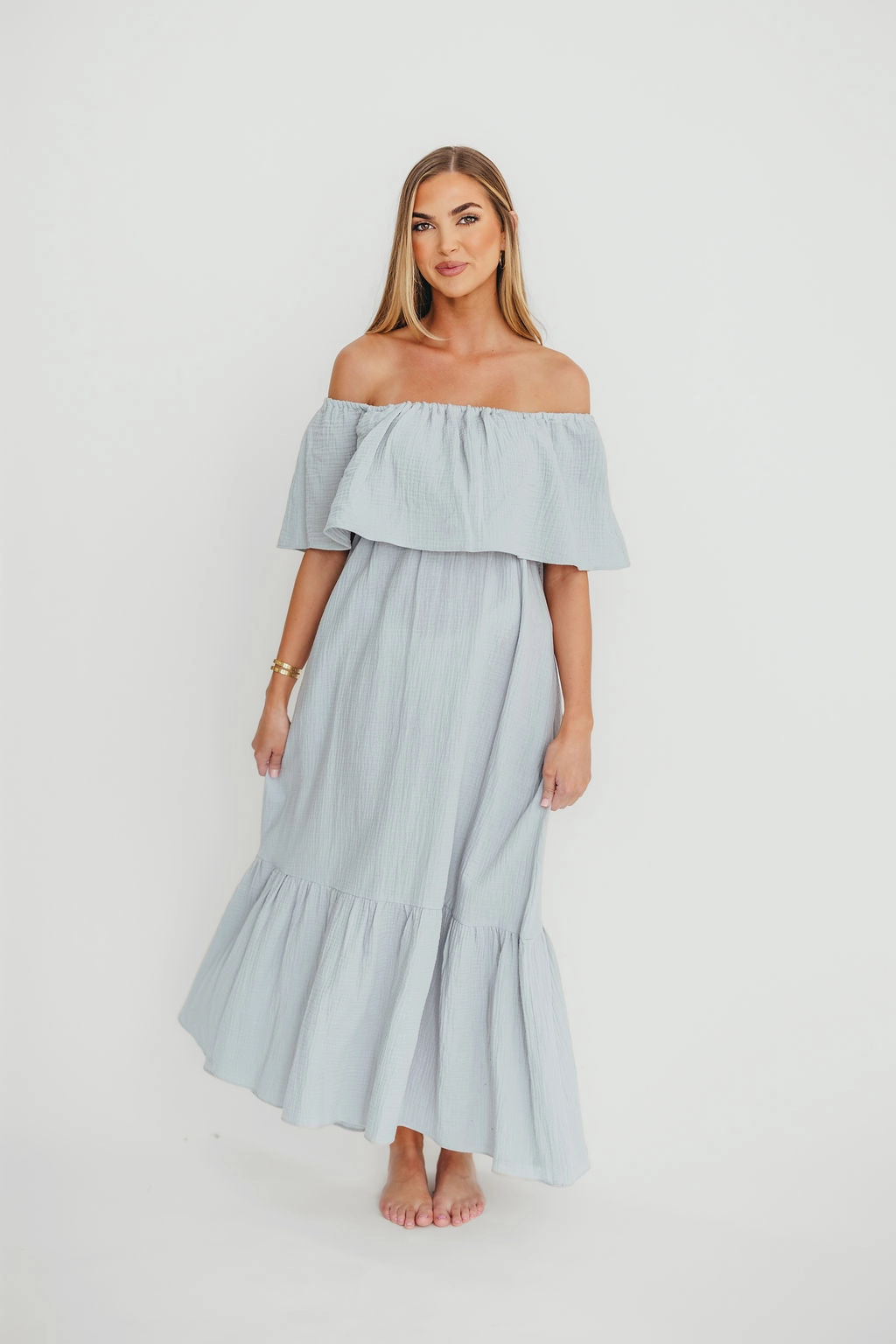 Josie 100% Cotton Maxi Dress in Cloud - Bump & Nursing Friendly Chic and Stylish Sleek and Sleek