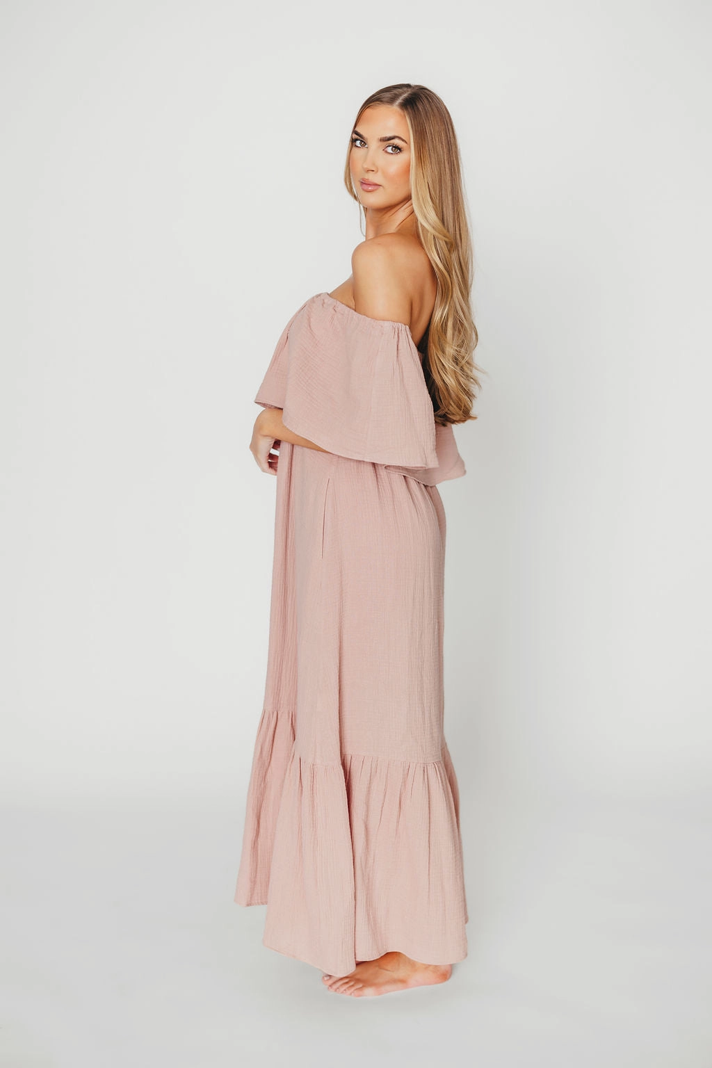 Josie 100% Cotton Maxi Dress in Rose - Bump & Nursing Friendly *Final-Sale* Cozy Layers