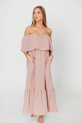 Josie 100% Cotton Maxi Dress in Rose - Bump & Nursing Friendly *Final-Sale* Trend Glow Calm Finish