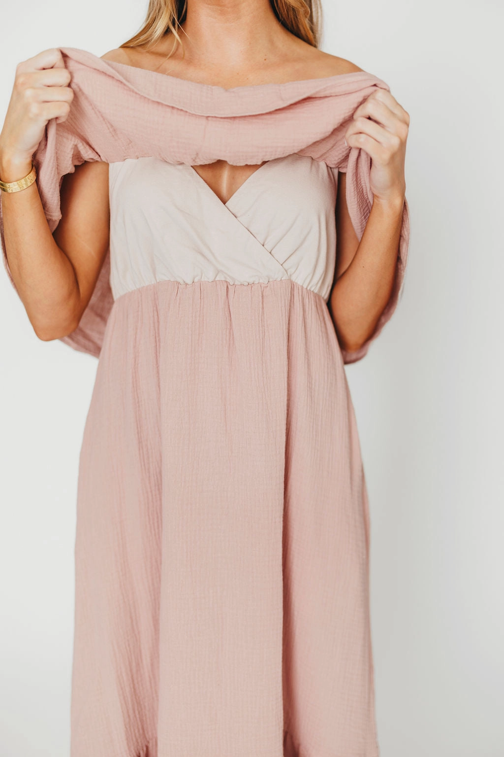 Timeless Style Wear Natural Drape Josie 100% Cotton Maxi Dress in Rose - Bump & Nursing Friendly *Final-Sale*