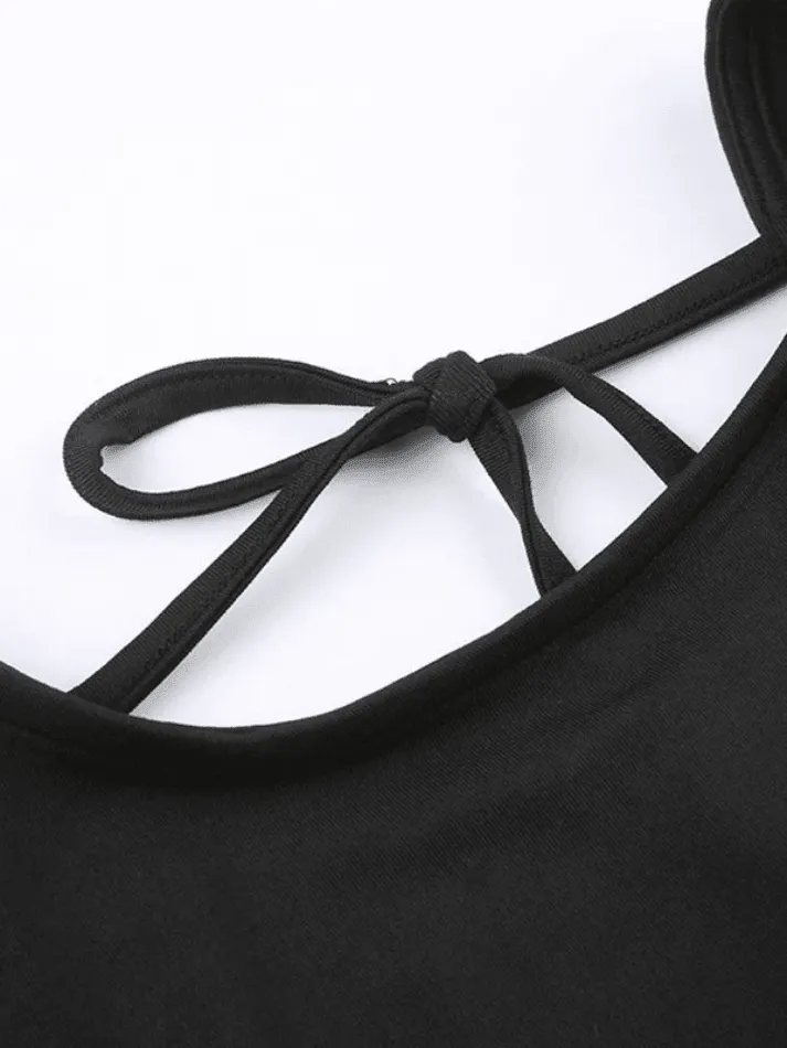 Joskaa Lace Up Backless Cropped Tank Top