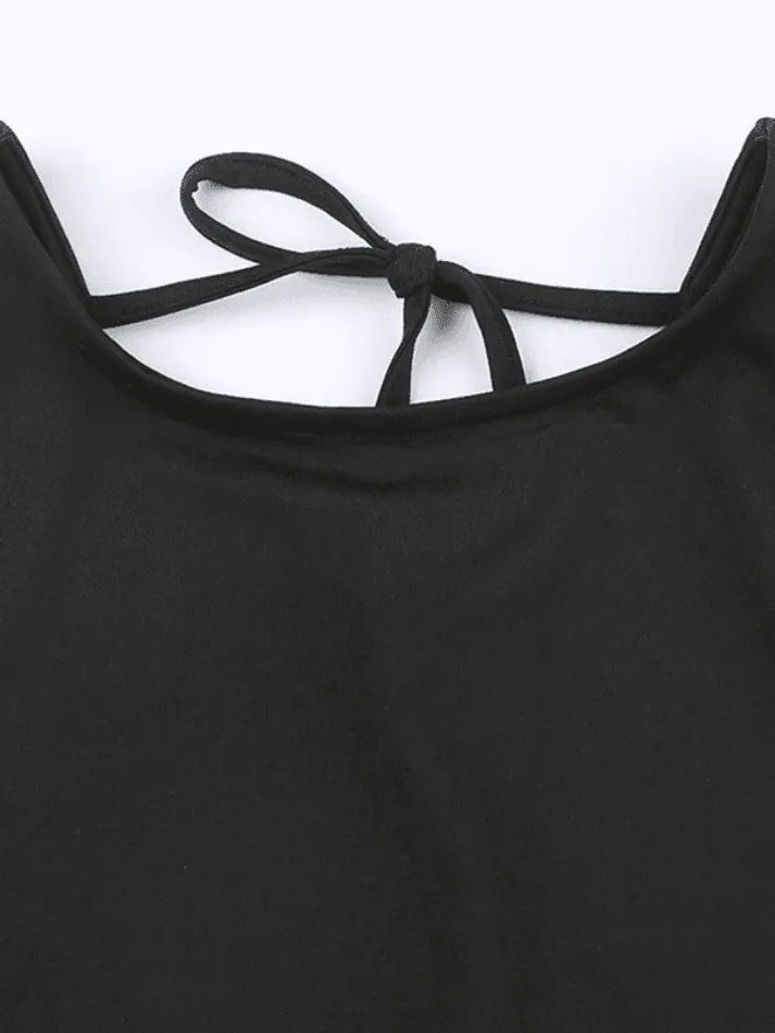 Joskaa Lace Up Backless Cropped Tank Top