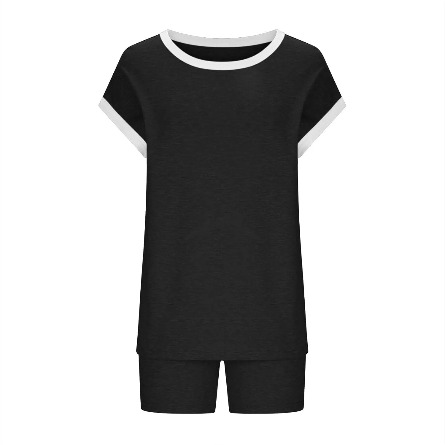 jsaierl Two Piece Outfits for Women Lounge Sets Cap Sleeve Top and Drawstring Shorts 2025 Summer Soft Pajamas Matching Set