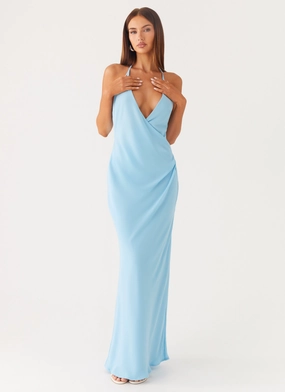 Perfect Wearable Drawstring-Waist Just A Kiss Cowl Maxi Dress - Turquoise
