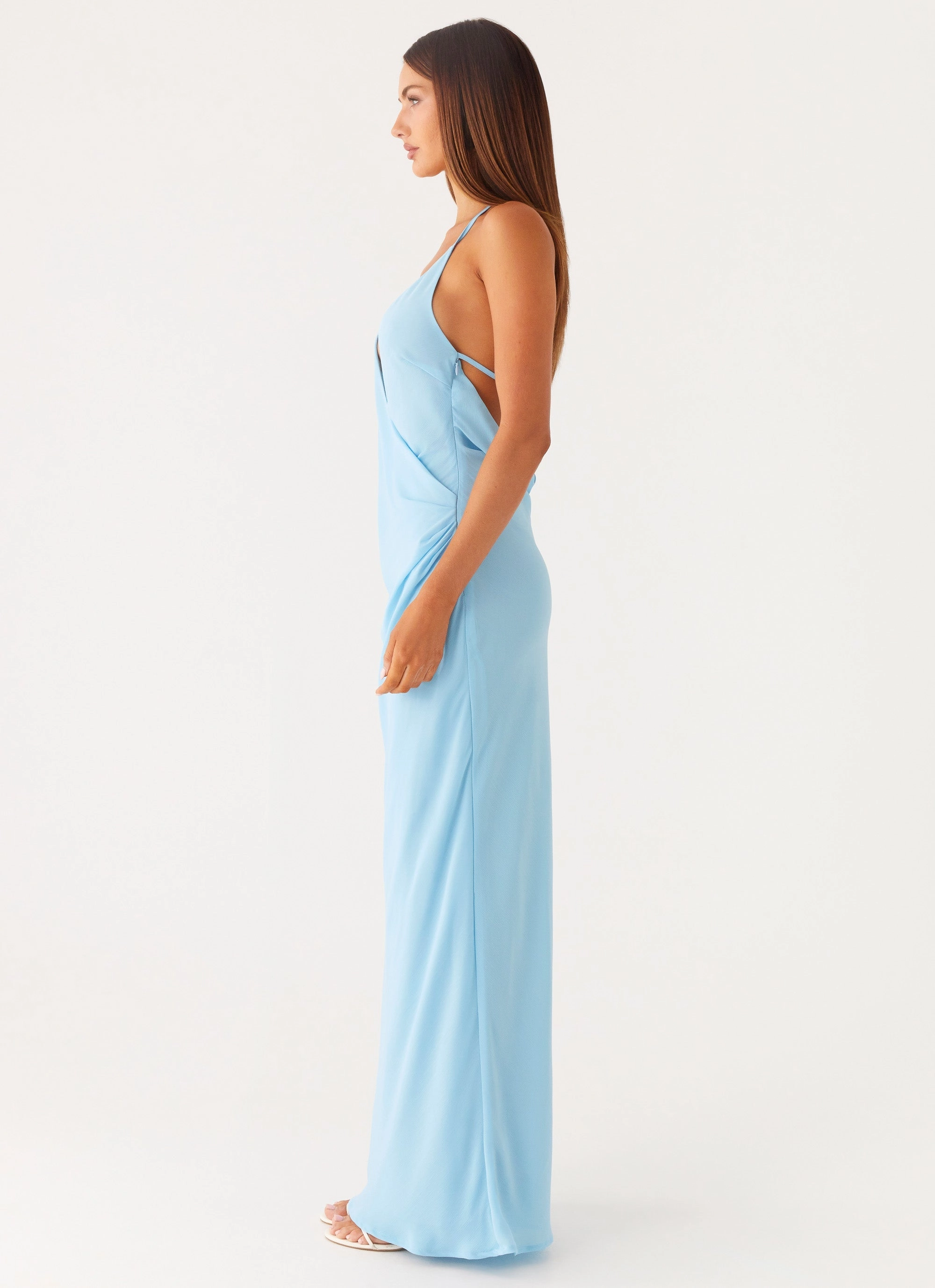 Just A Kiss Cowl Maxi Dress - Turquoise Chill Base