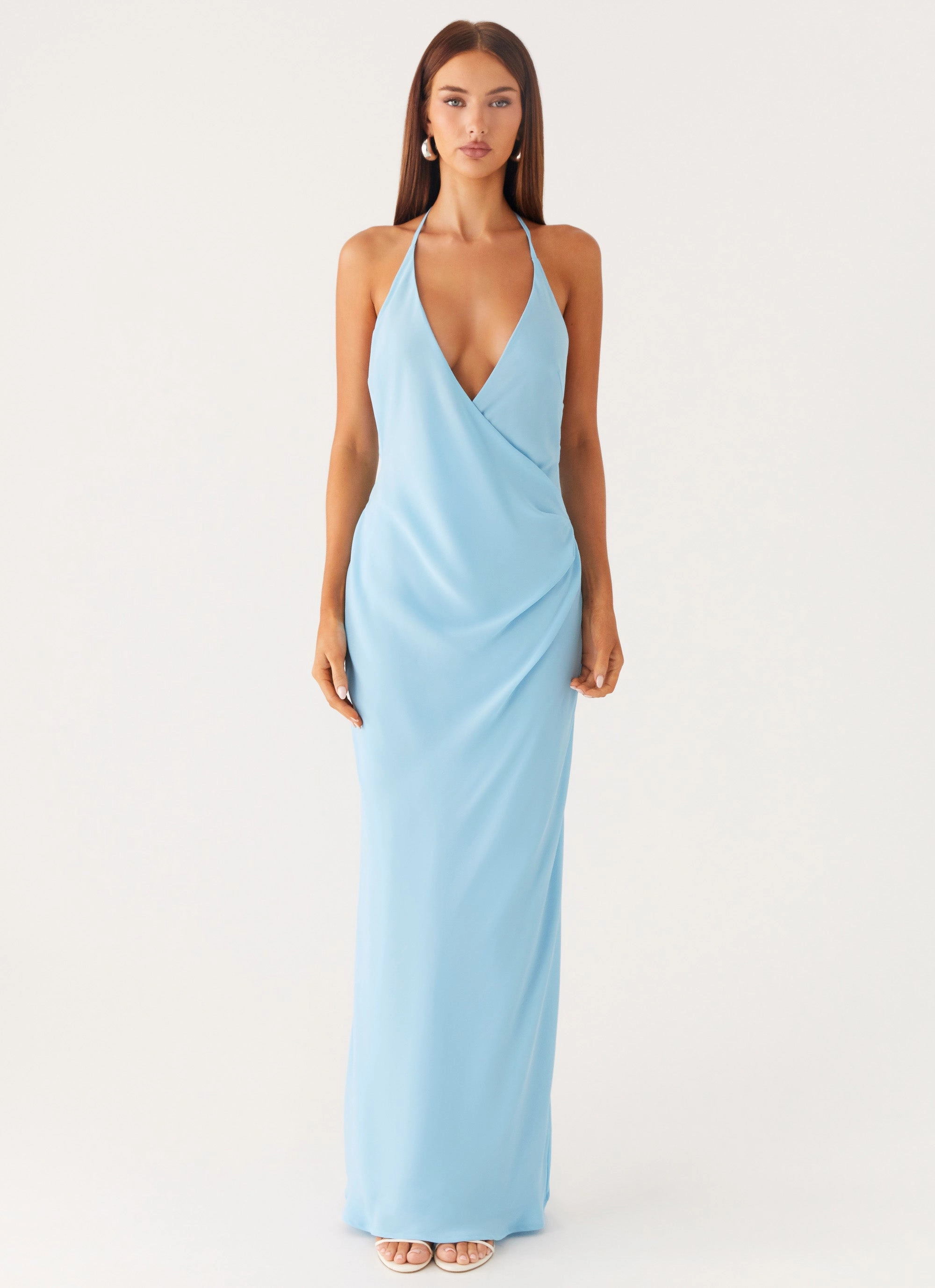 Noble Aura Just A Kiss Cowl Maxi Dress - Turquoise