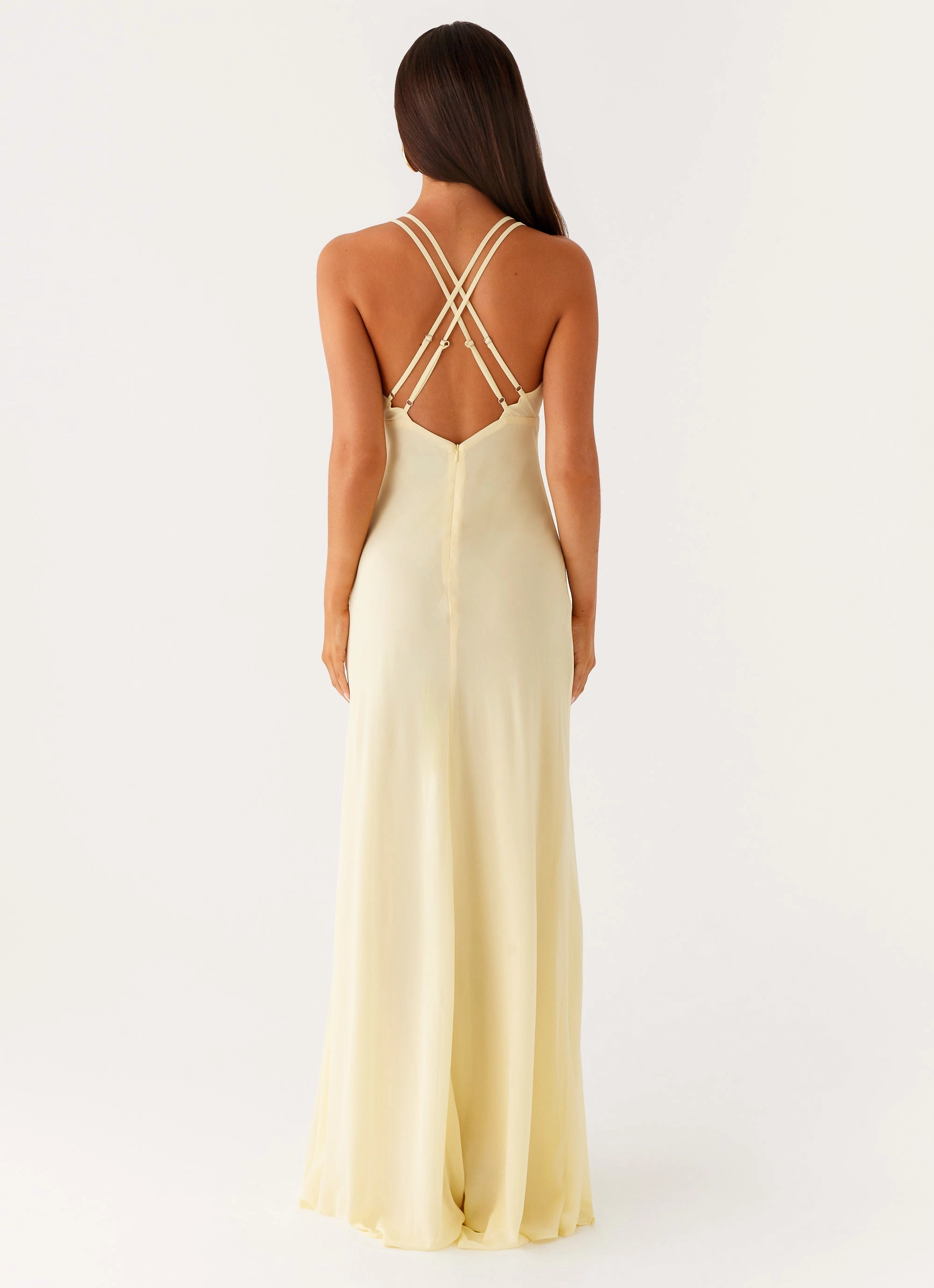 Crinkle Effect Flattering Lines Kacia Maxi Dress - Lemon