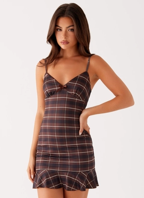 Cozy Tones Karis Mini Dress - Brown Black Check