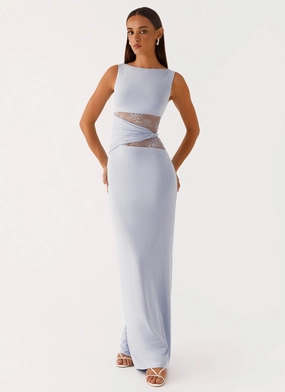 Soft Hue Light material Karma Maxi Dress - Blue