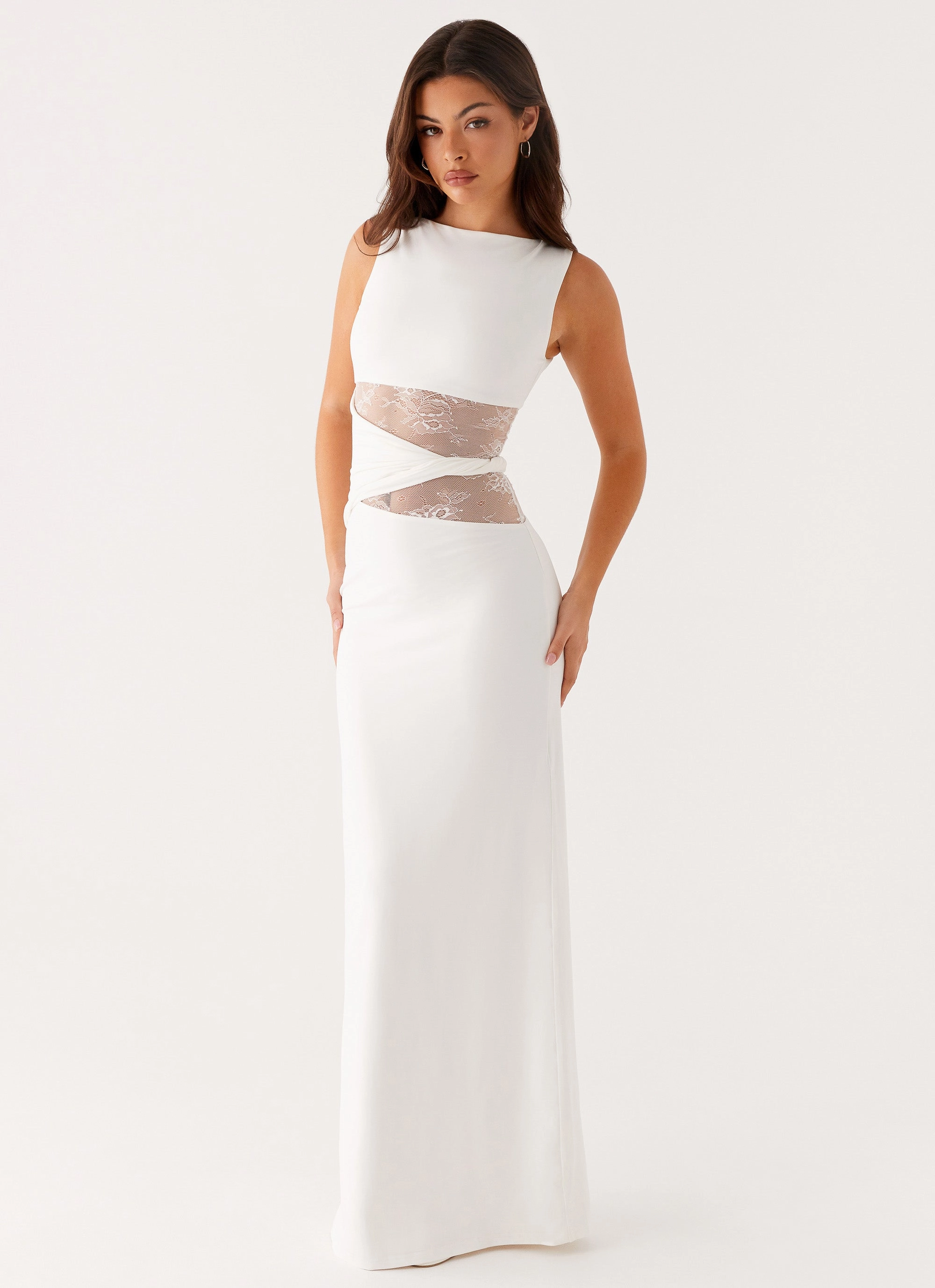 Karma Maxi Dress - White Fall Silhouette Sophisticated Edge