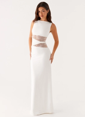 Karma Maxi Dress - White Fall Silhouette Sophisticated Edge