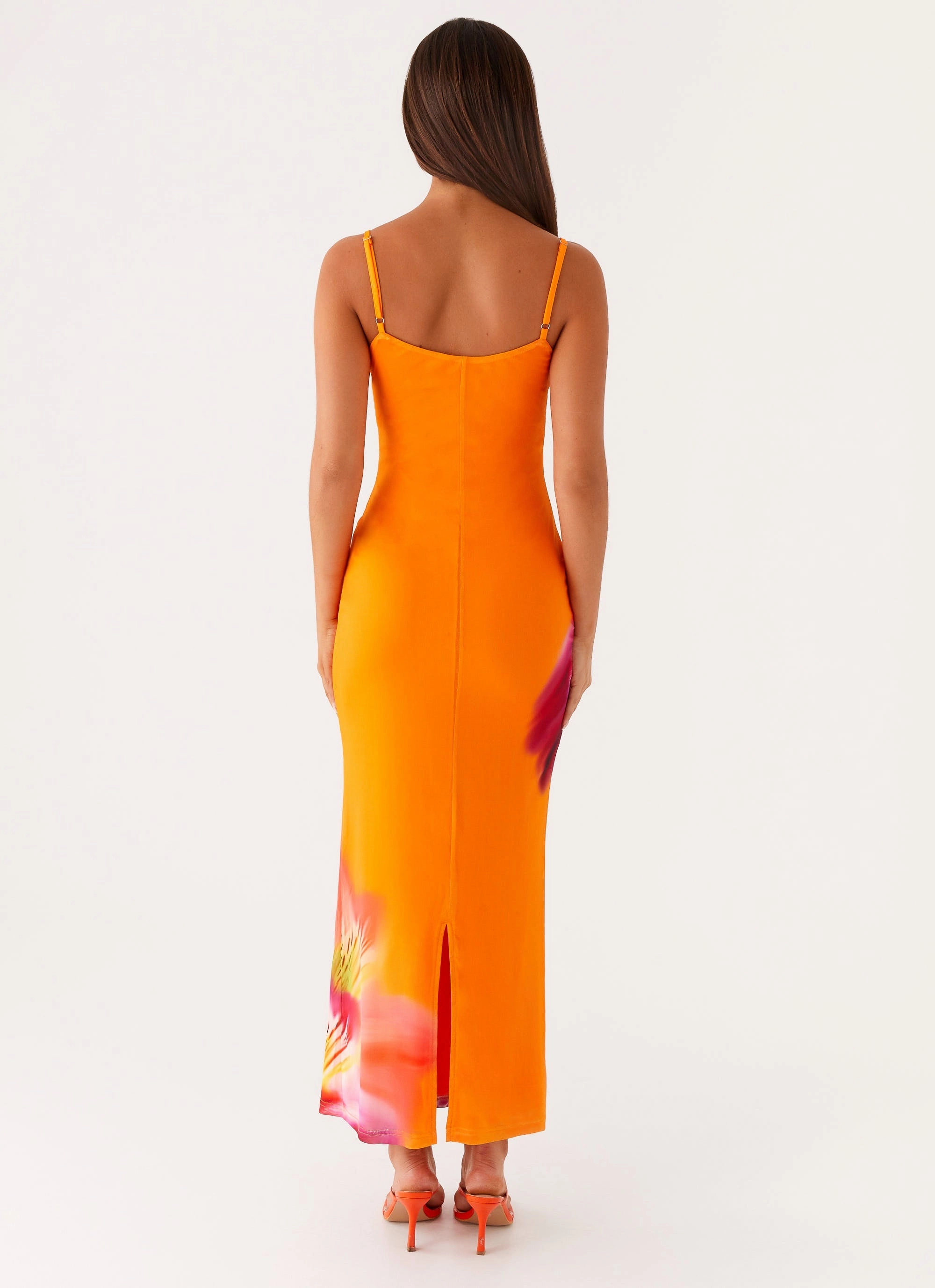 Kasey Midi Dress - Orange Tropical Summer Outfit