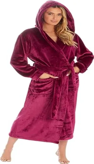 KATE MORGAN Ladies Dressing Gown | Soft Hooded Bathrobe for Women | Long Robe | Gi fts for Women | Warm Robe | Spa Robe