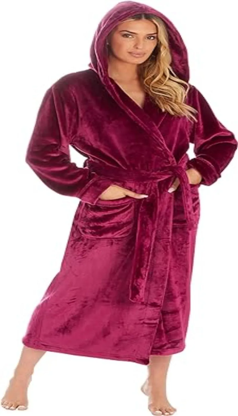 KATE MORGAN Ladies Dressing Gown | Soft Hooded Bathrobe for Women | Long Robe | Gi fts for Women | Warm Robe | Spa Robe