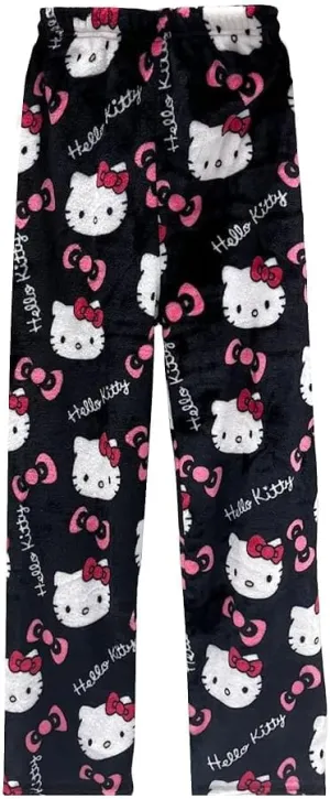 Kawaii Pajamas for Women Girls Cartoon Cat All Over Print Flannel Christmas Halloween Anime Soft Sleep Pajamas Pants