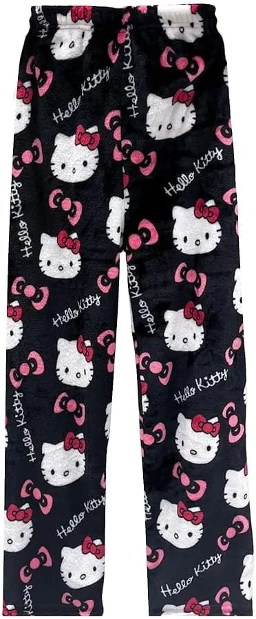 Kawaii Pajamas for Women Girls Cartoon Cat All Over Print Flannel Christmas Halloween Anime Soft Sleep Pajamas Pants