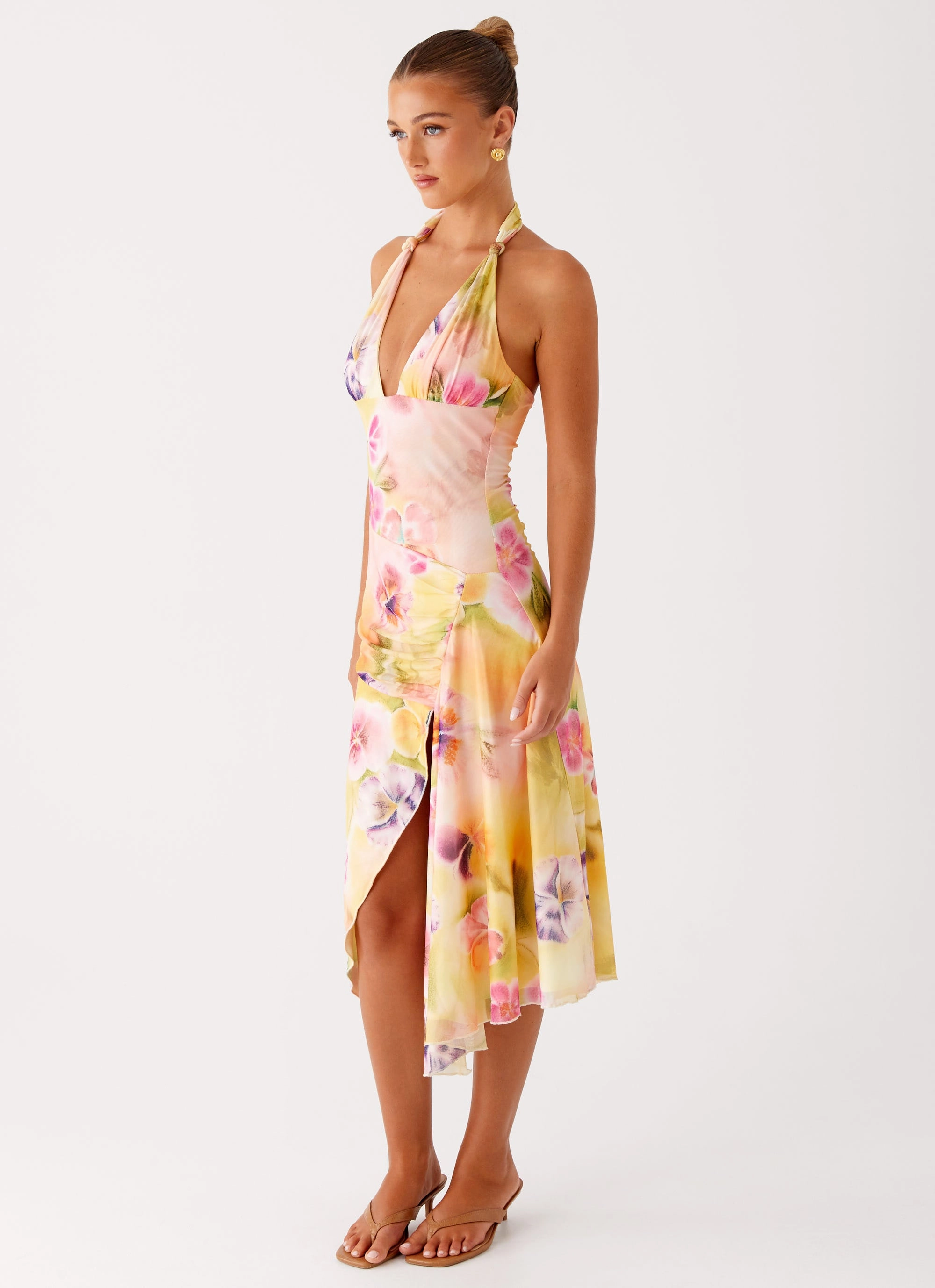 Kayce Midi Dress - Sunburst Floral Unlined Look