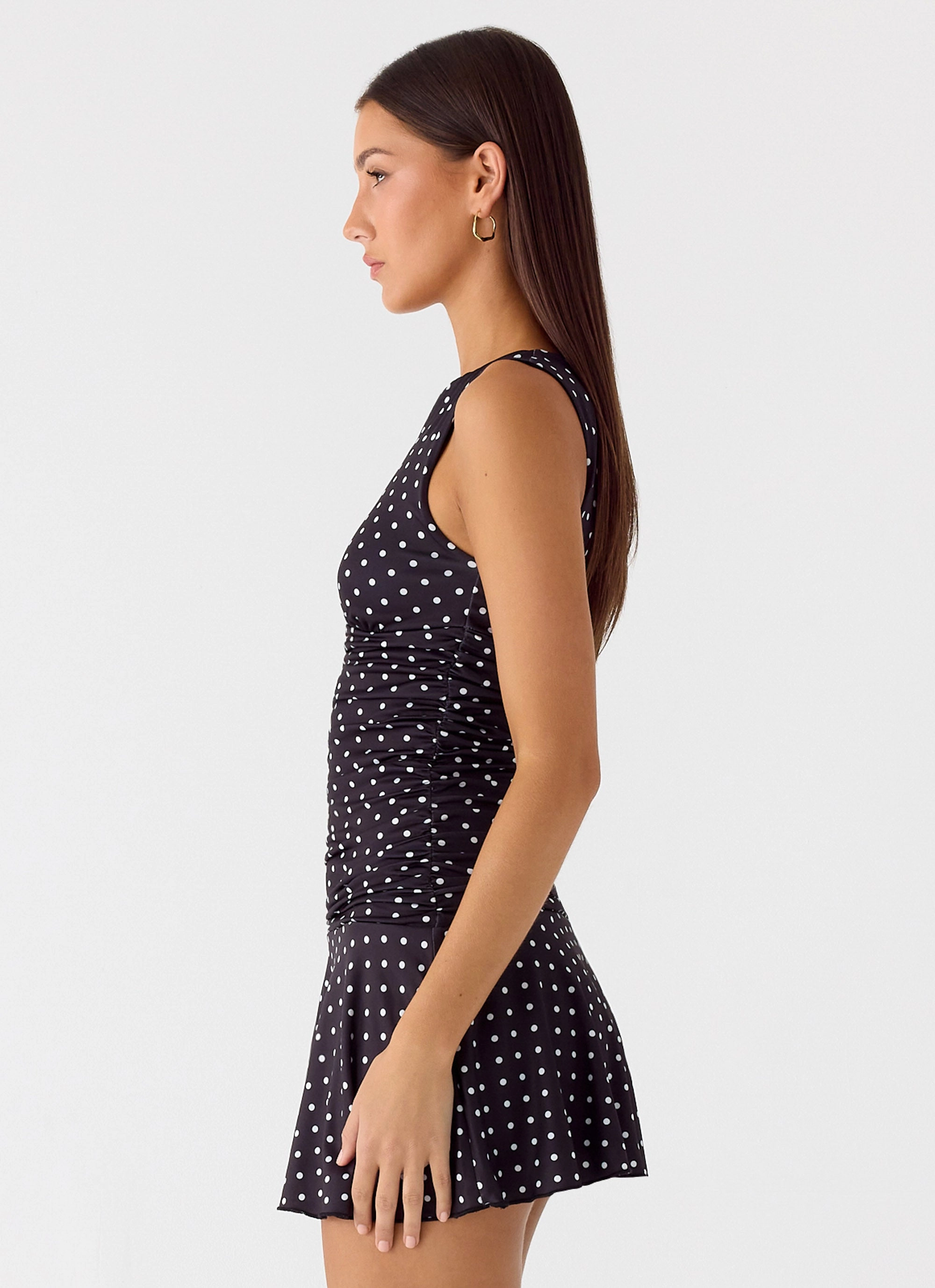 Lounge Style Kelda Mini Dress - Black Polkadot