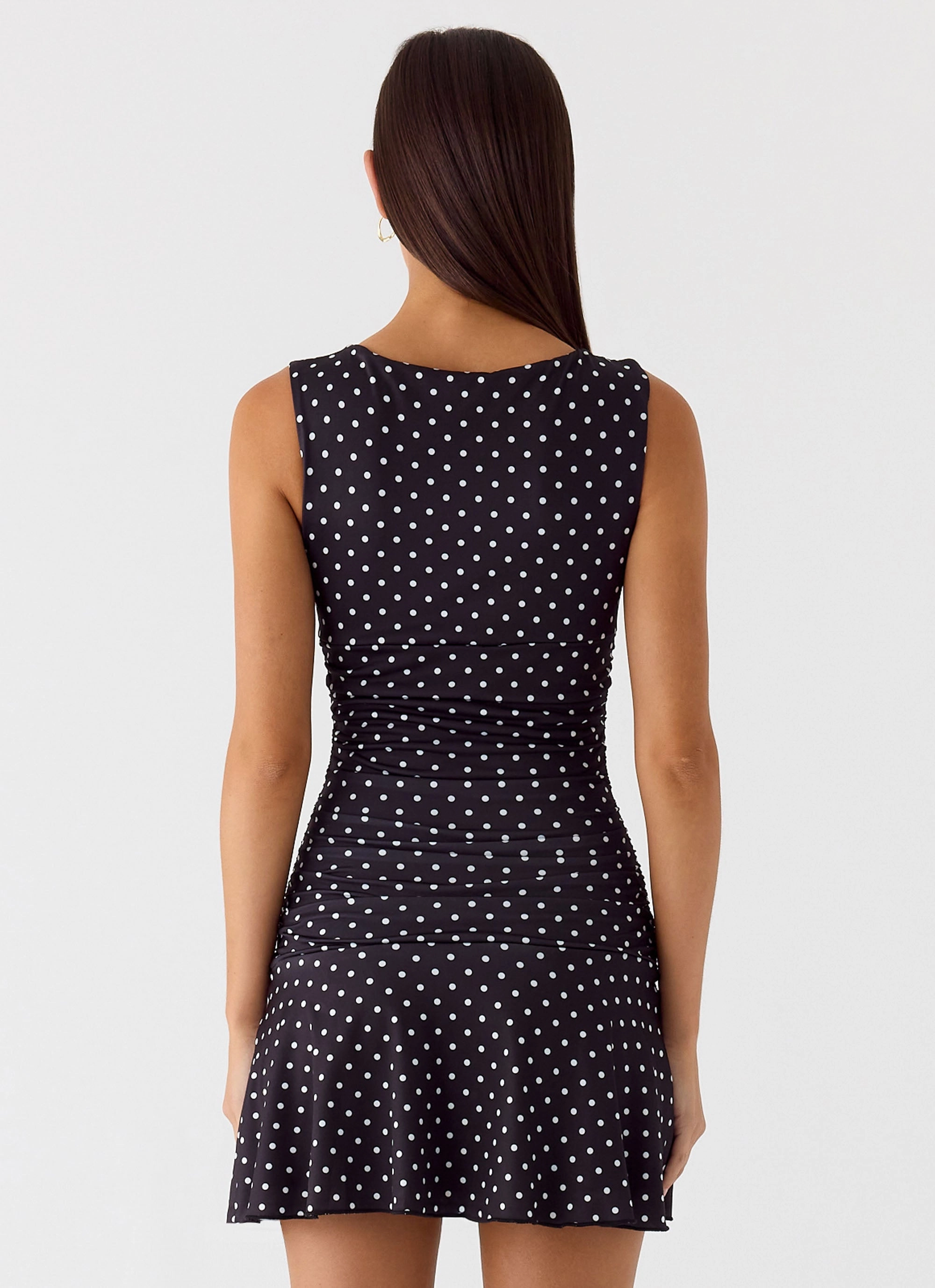 french chic Soft Gradient Kelda Mini Dress - Black Polkadot