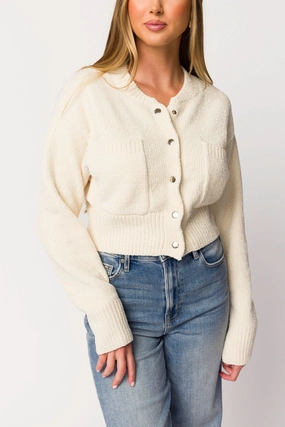 Kendall Knit Bomber Jacket in Ivory *Final-Sale* Subtle Texture Weave