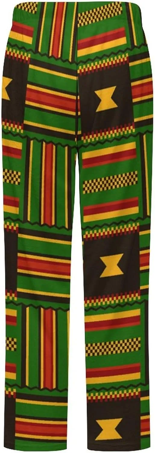 Kente Cloth Tribal Print Women's Flannel Pajama Pants Fleece Lounge Sleep Bottoms PJ