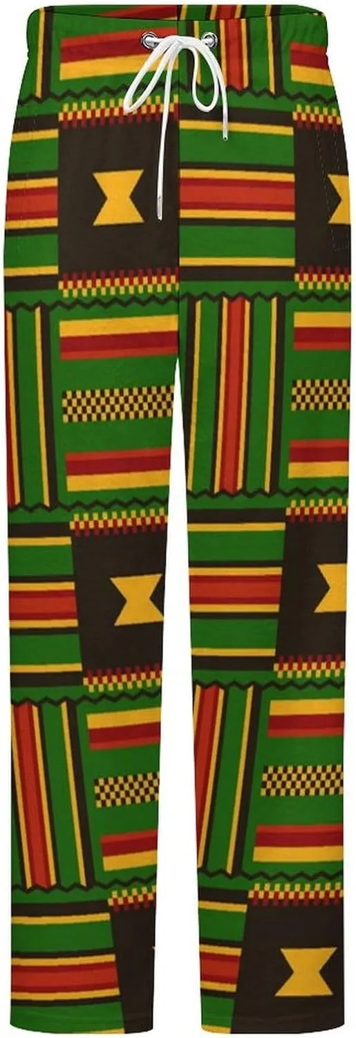 Kente Cloth Tribal Print Women's Flannel Pajama Pants Fleece Lounge Sleep Bottoms PJ