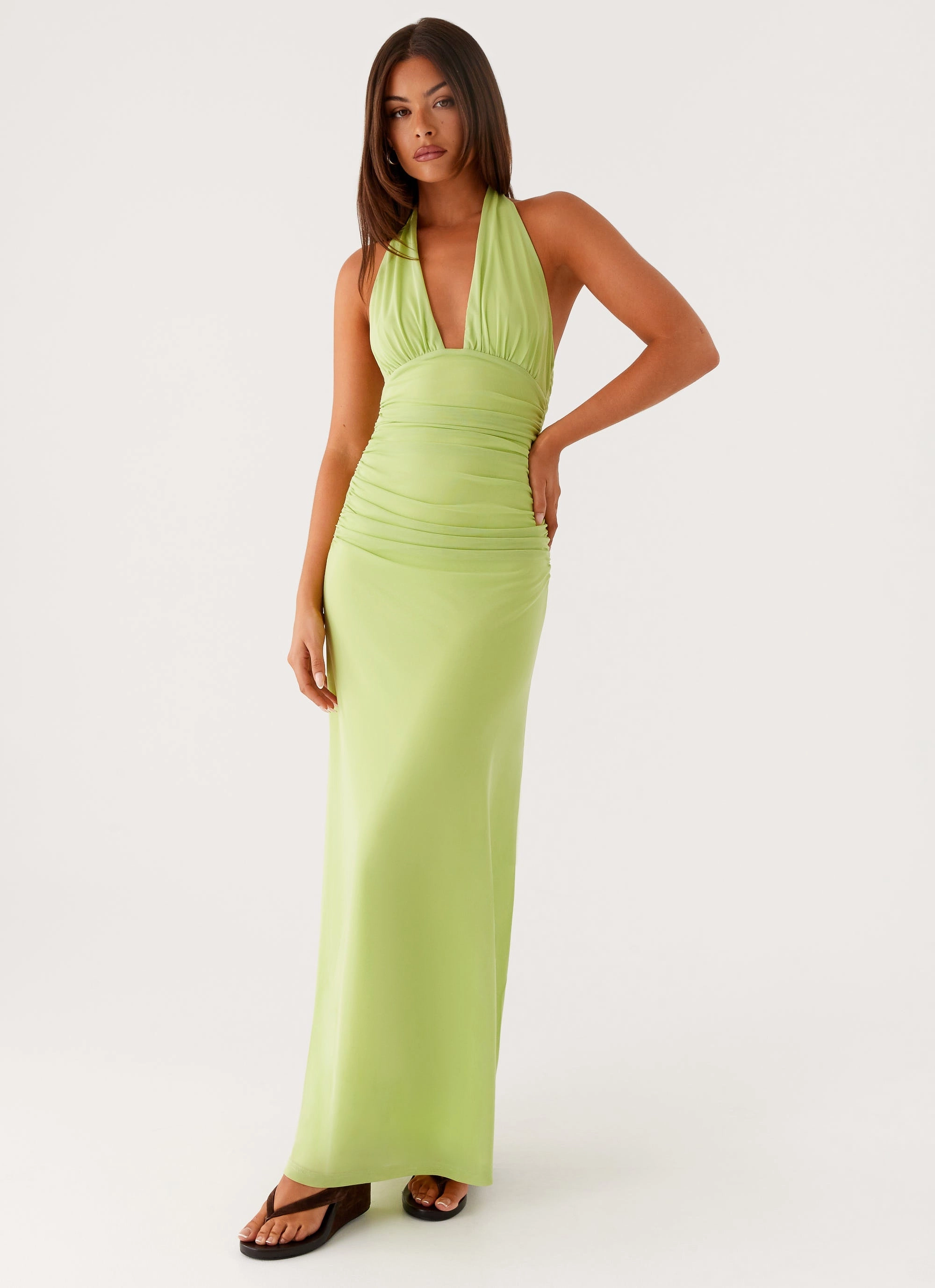 Flared shape Minimal Aesthetic Kerrie Maxi Dress - Lime