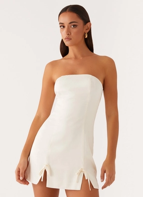 Earth-Tone Kessie Mini Dress - Ivory