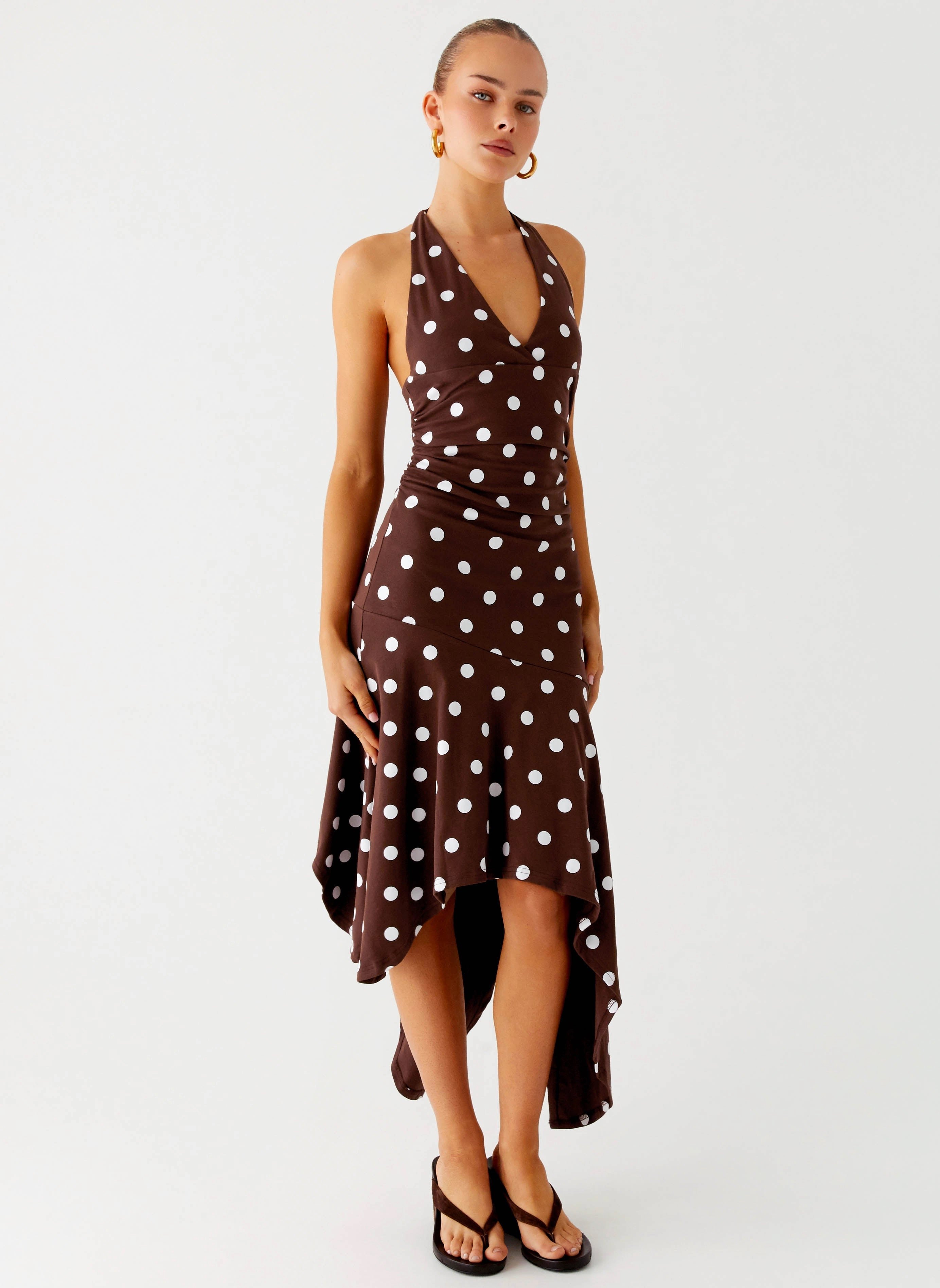 Move Easy Light Elegance Keylani Halter Midi Dress - Chocolate