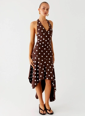 Move Easy Light Elegance Keylani Halter Midi Dress - Chocolate