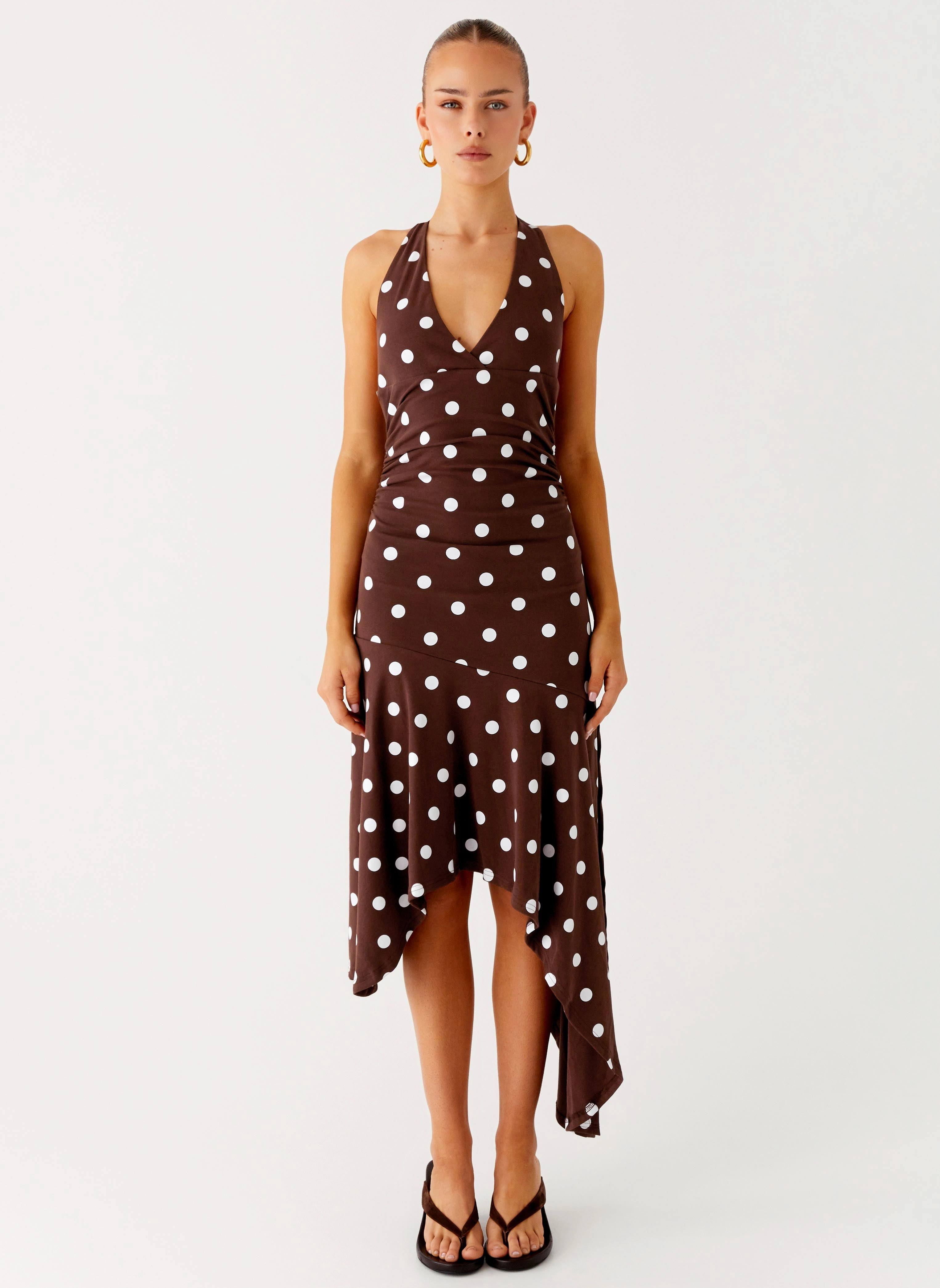Keylani Halter Midi Dress - Chocolate Texture Style