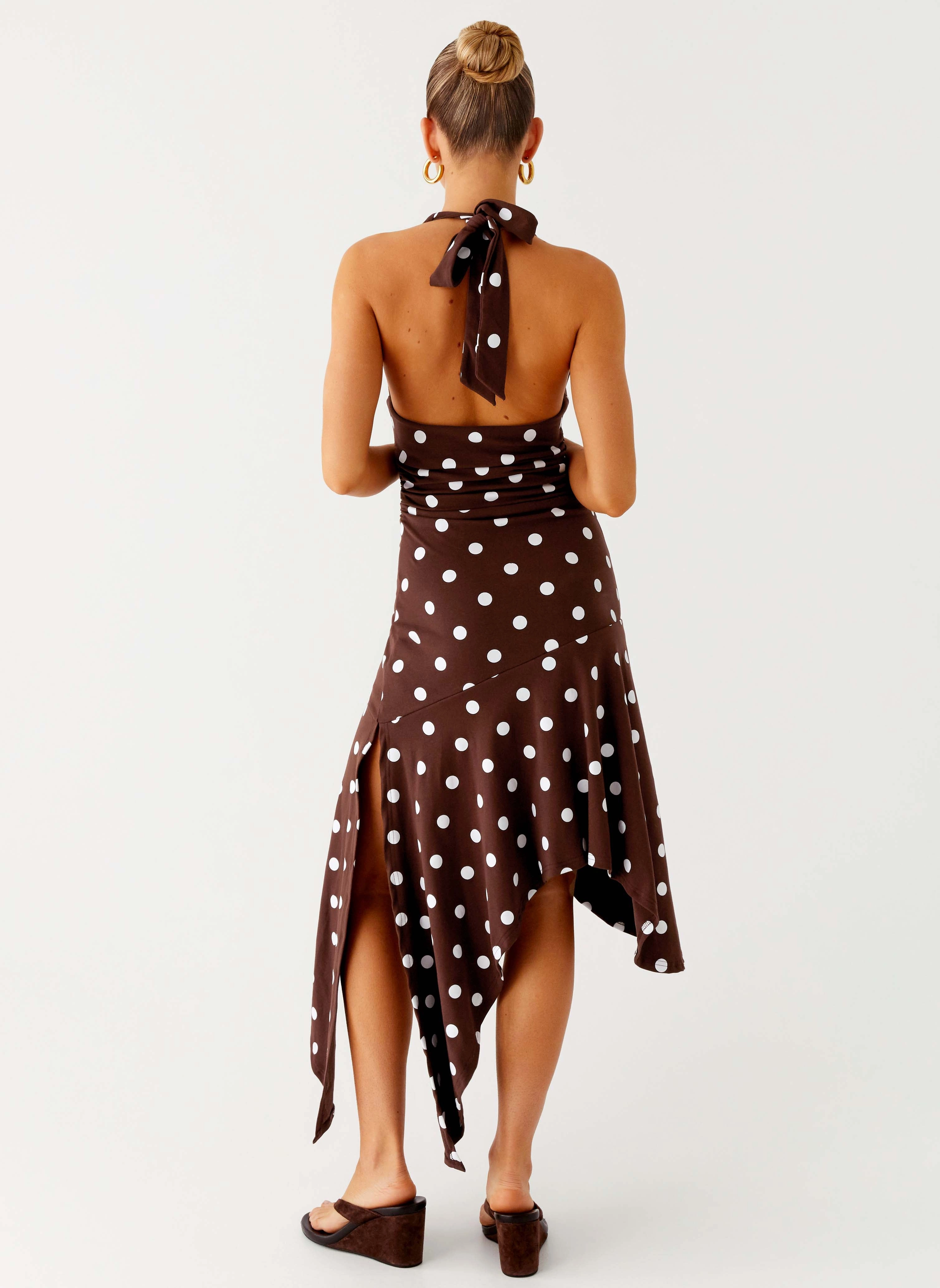 Applique-Detail Keylani Halter Midi Dress - Chocolate
