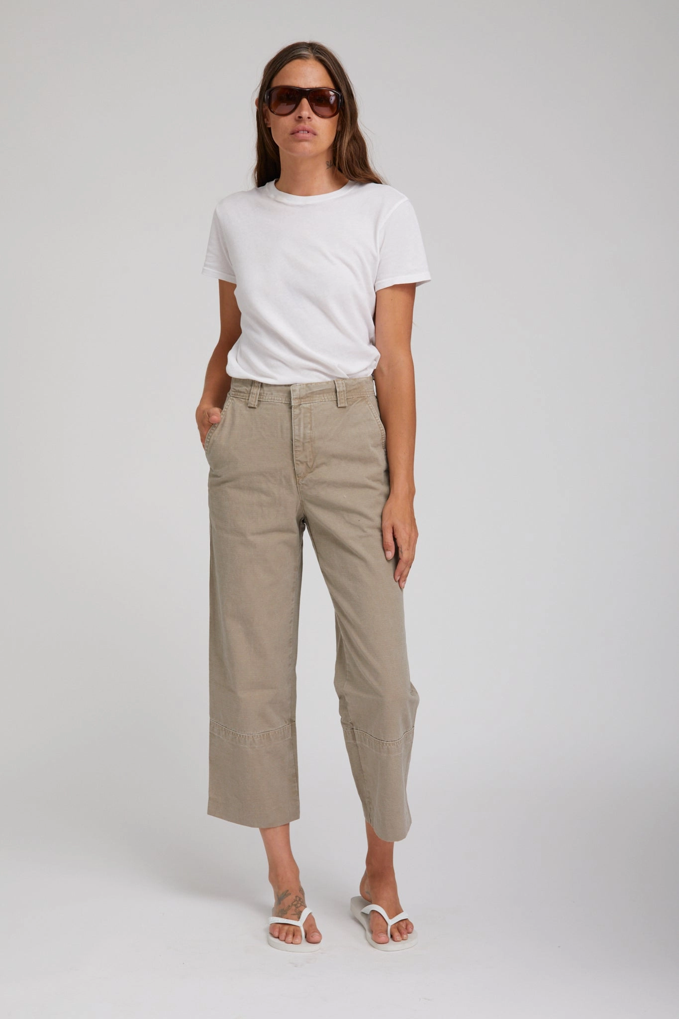 Khaki Classic Cotton Pants Wrinkle Free Fabric AntibacterialCoating