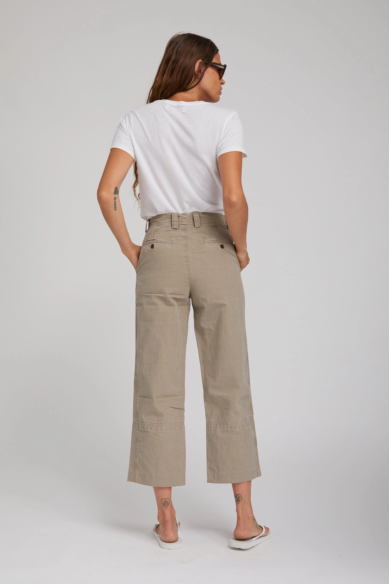 Khaki Classic Cotton Pants Fitted waist Timeless Wear