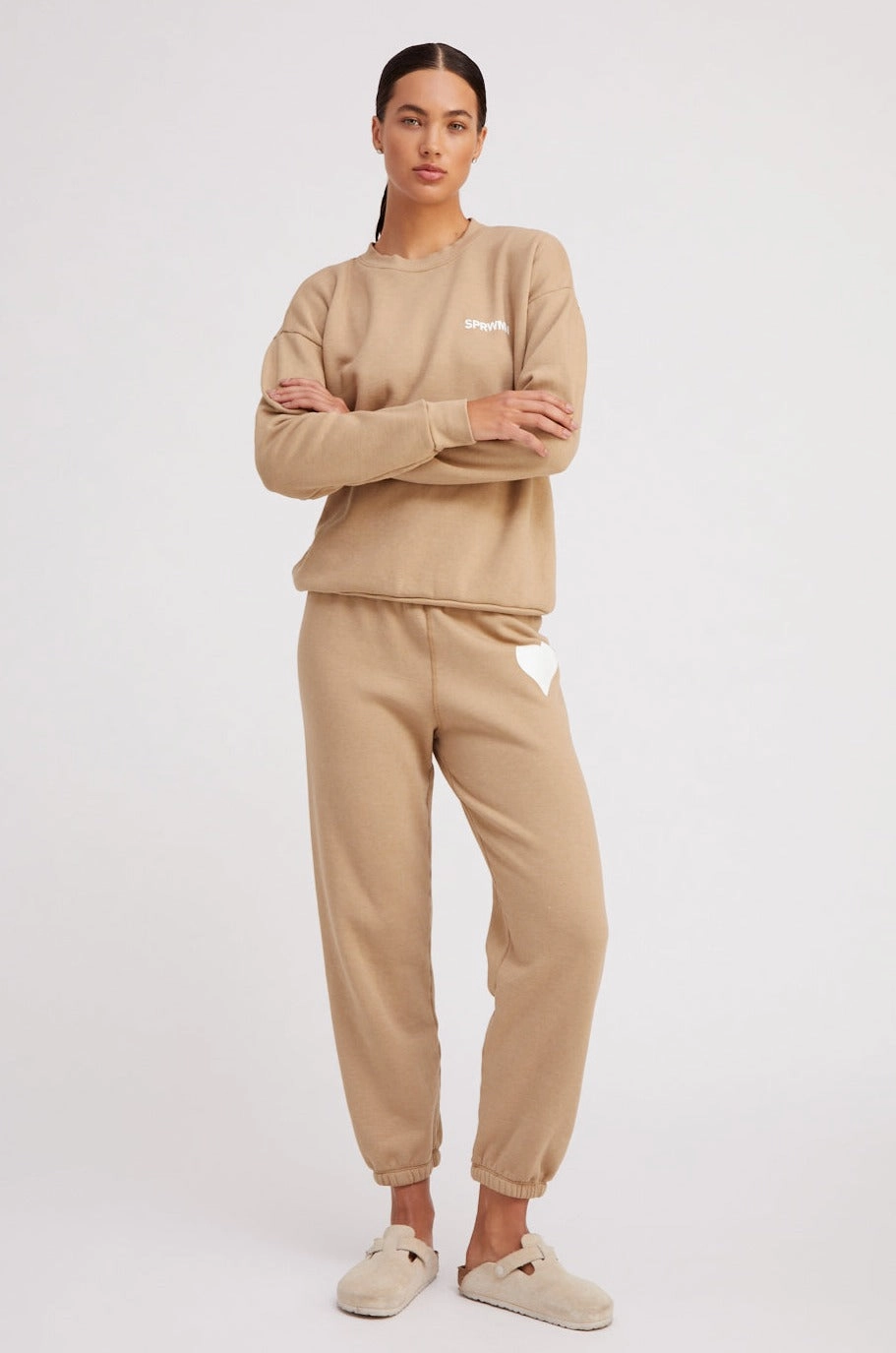 Cozy Fit Khaki Heart Sweatpants